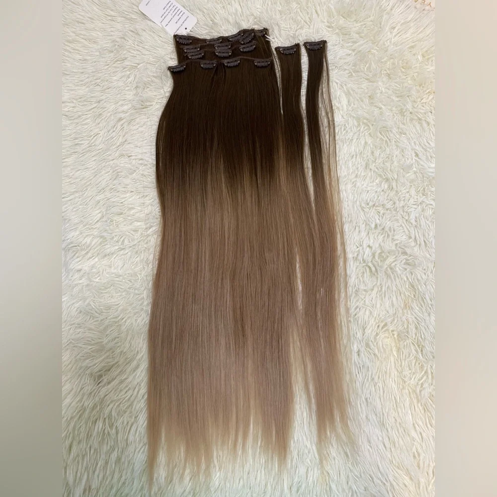 Human hair blend Clip in Balayage 22” Hair Extensions